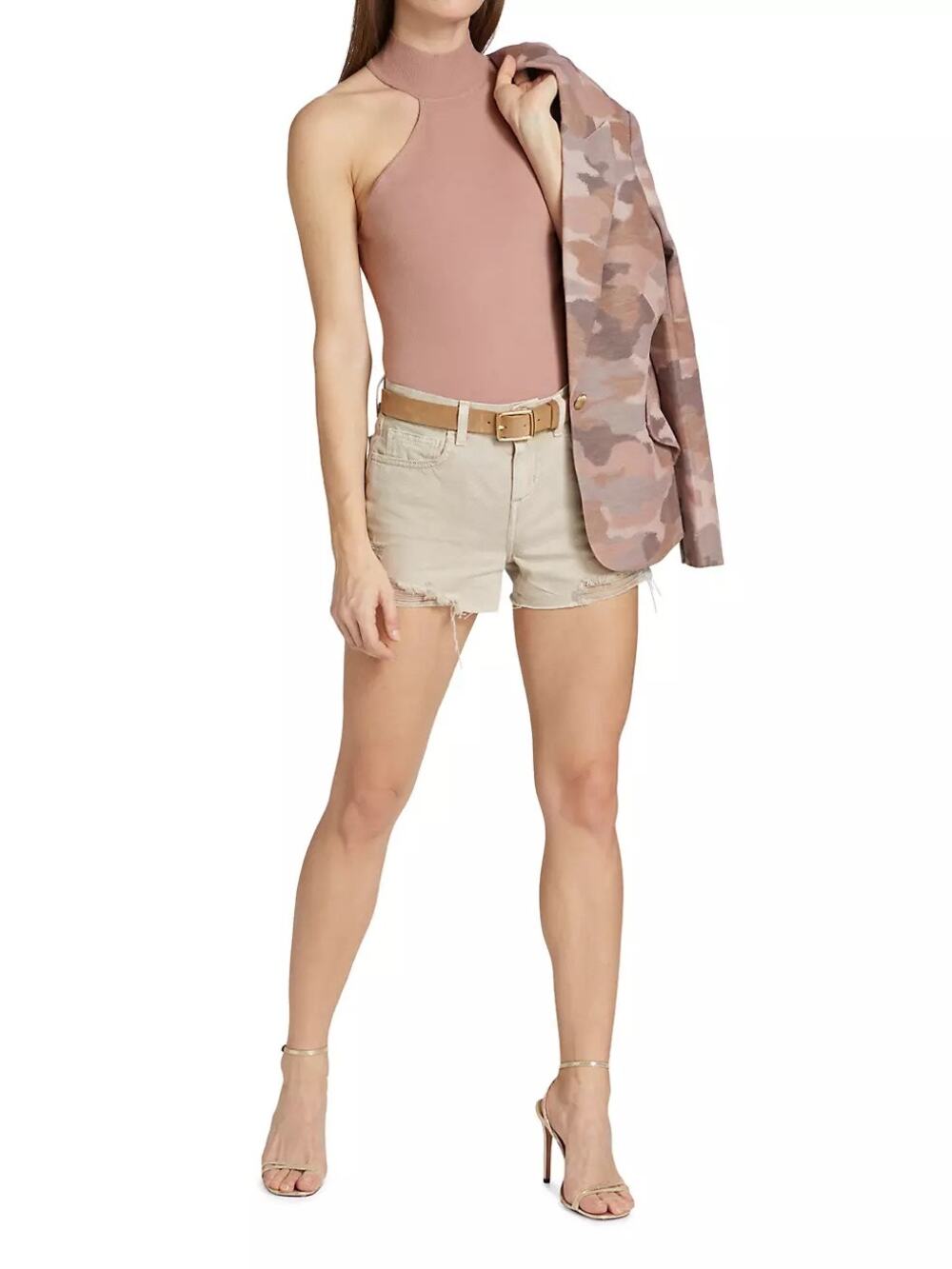 L'AGENCE Imani Knit Tank Top Misty Rose Large (b40)